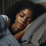 African American woman sleeping with lashes on